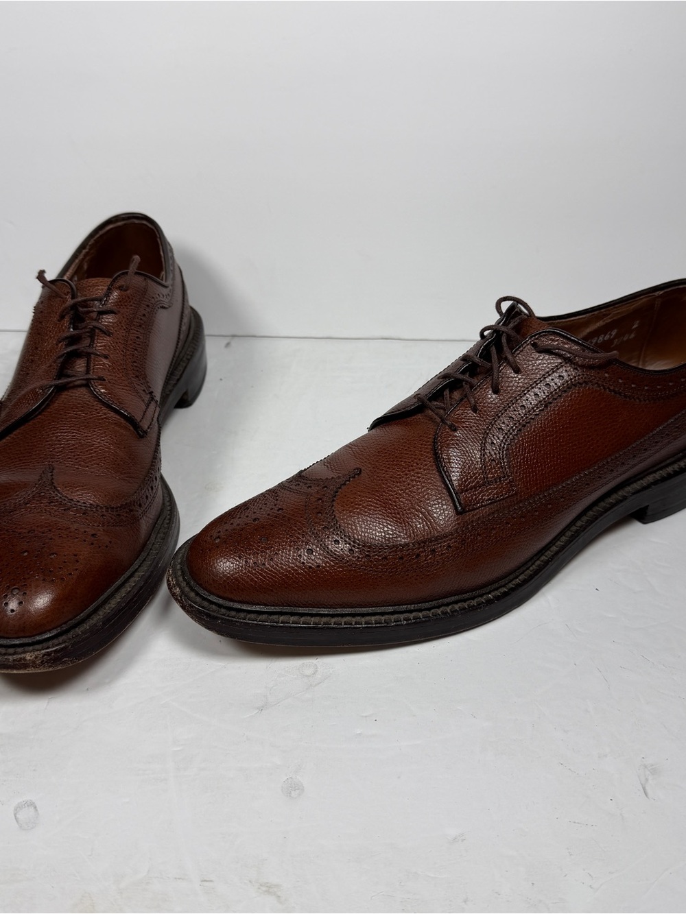 Allen Edmonds MacNeil 9157 Brown Shell Leather Wingtip Derby Shoes USA Size 10